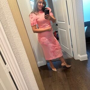 ANTONIO MELANI Pink Embroidered Midi Dress